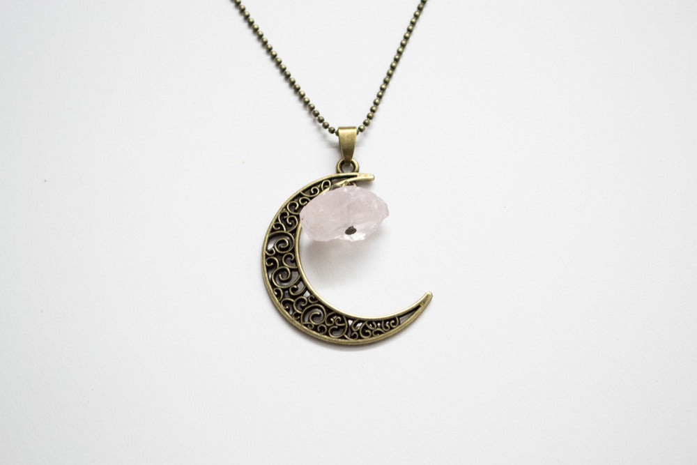 Antique Gold Moon Necklace
