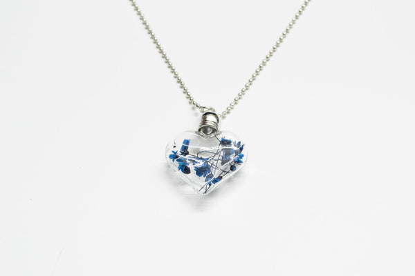 Glass Heart Dried Daisy Necklace