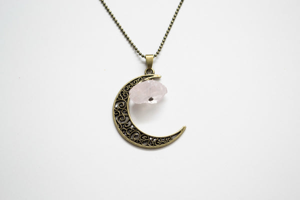 Antique Gold Moon Necklace
