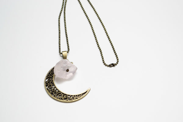 Antique Gold Moon Necklace