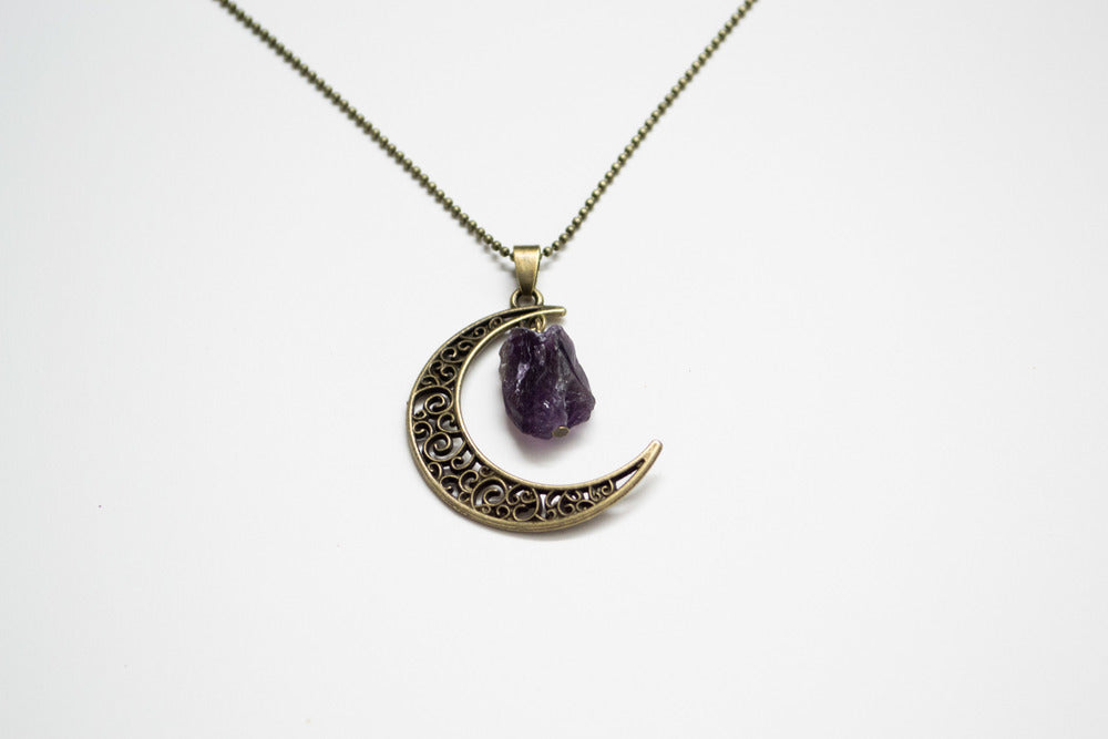 Antique Gold Moon Necklace